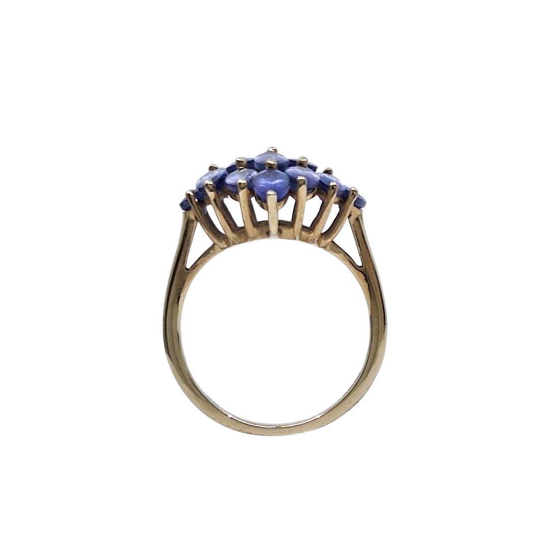 9ct Yellow Gold Tanzanite Cluster Ring