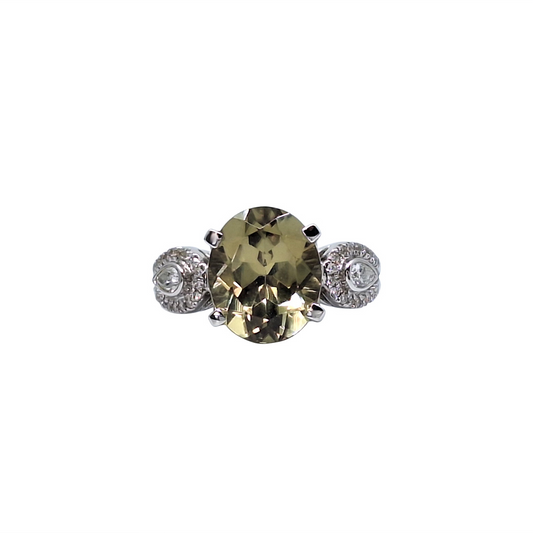 Platinum Csarite & Diamond Ring