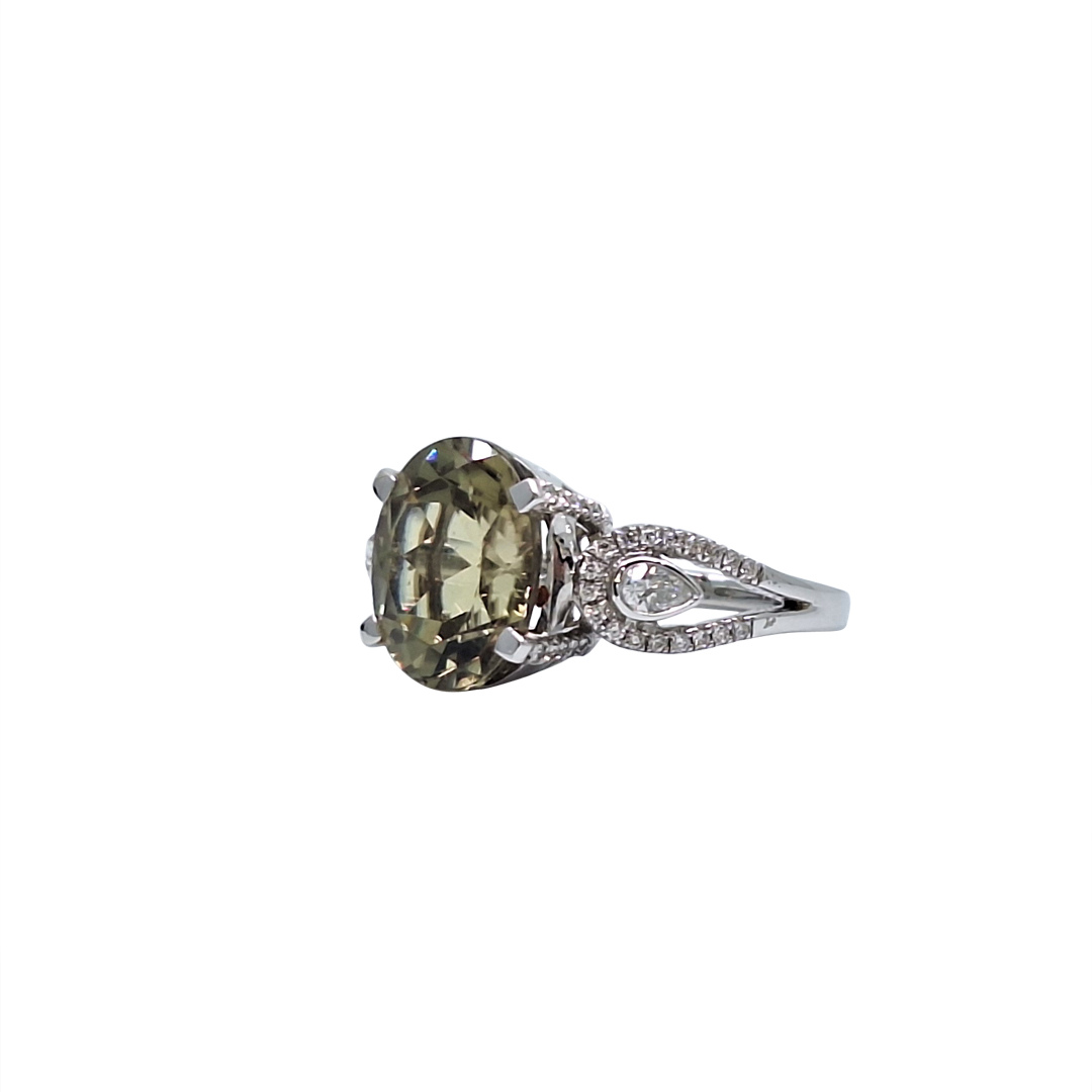 Platinum Csarite & Diamond Ring