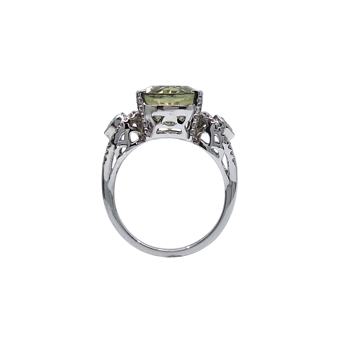 Platinum Csarite & Diamond Ring