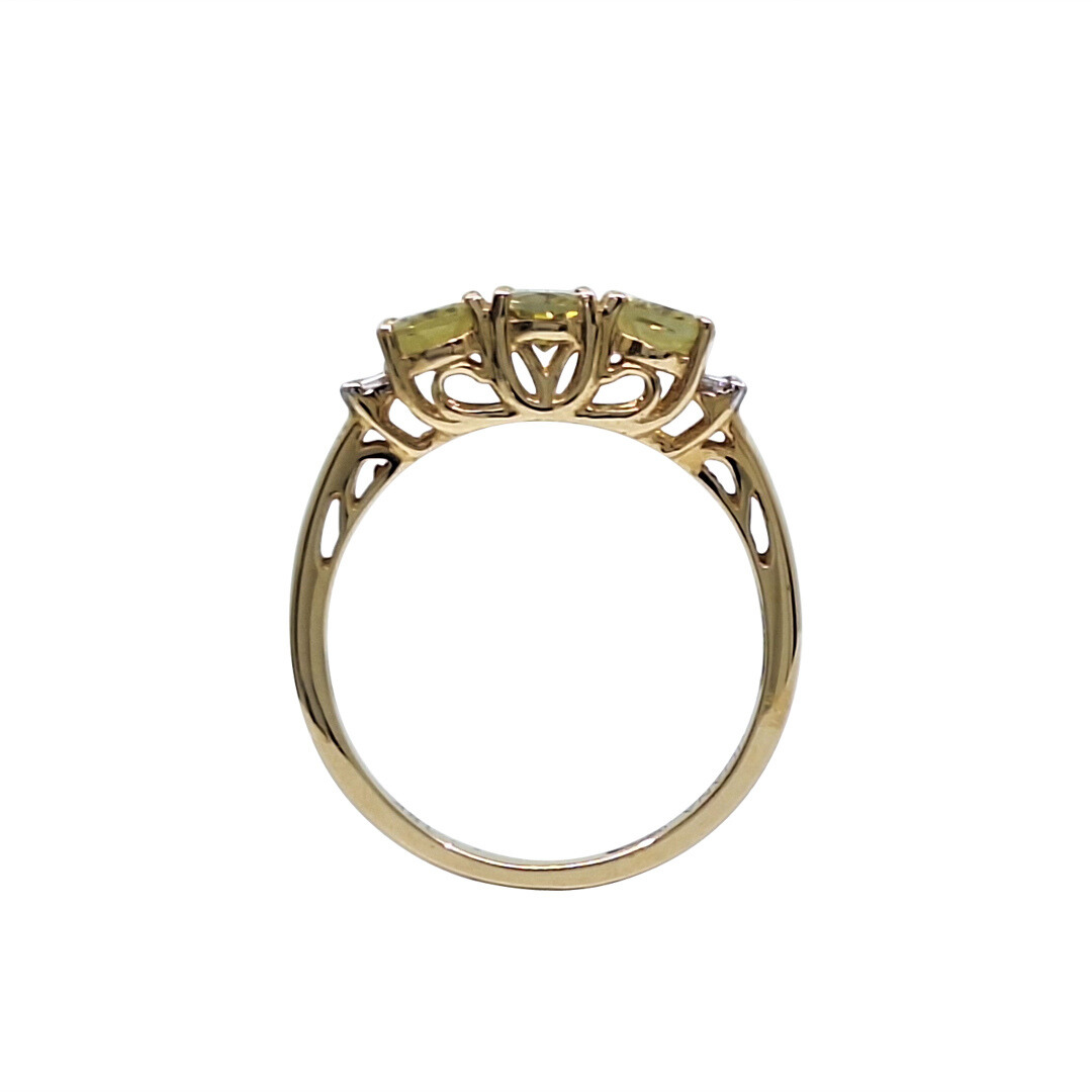 18ct Yellow Gold Sphene & Diamond Three Stone Ring