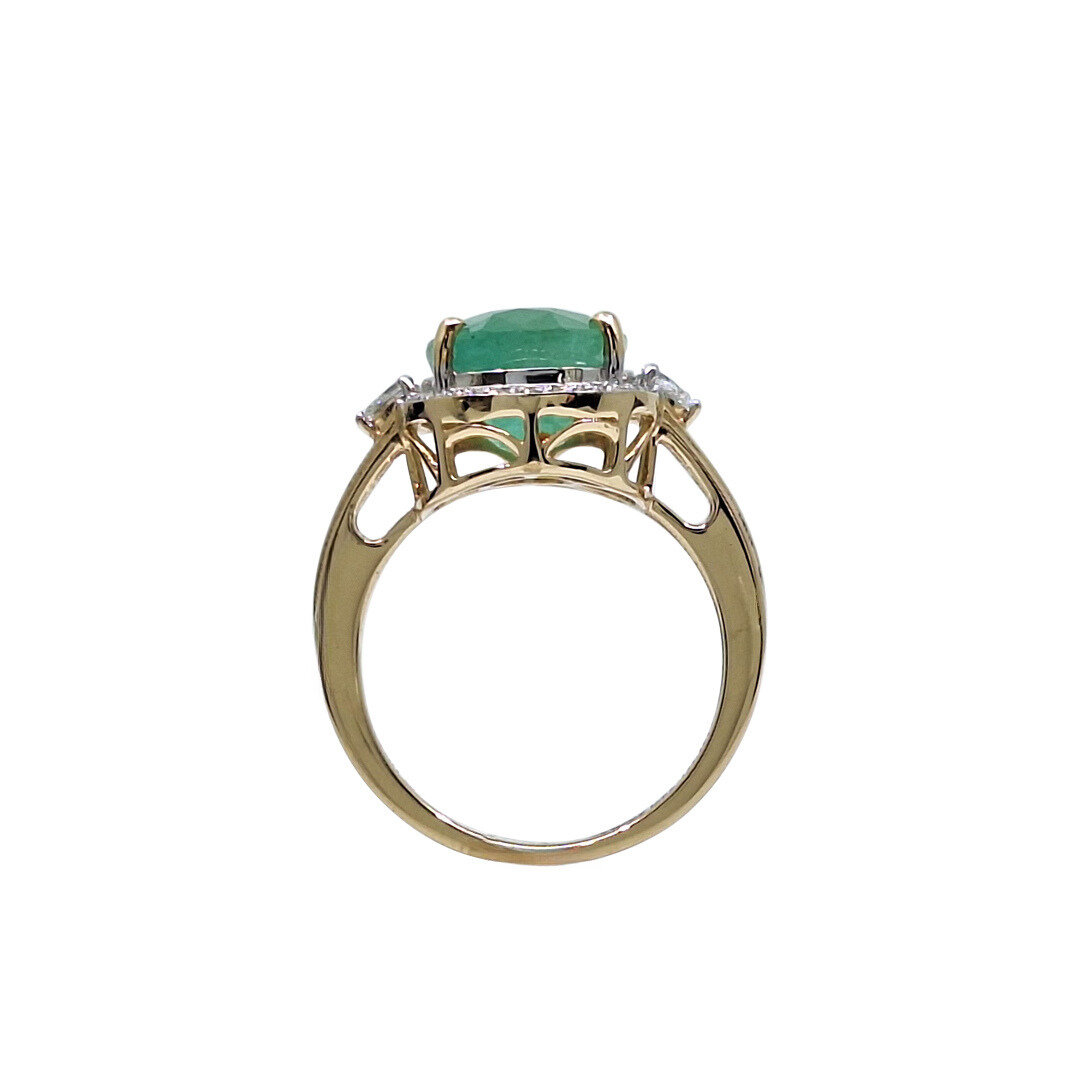 18ct Yellow Gold Emerald & Diamond Cluster Ring