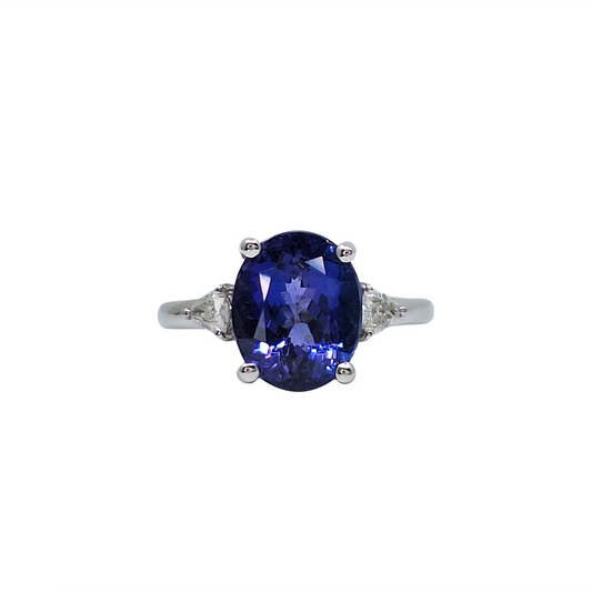 Platinum Tanzanite & Diamond Ring