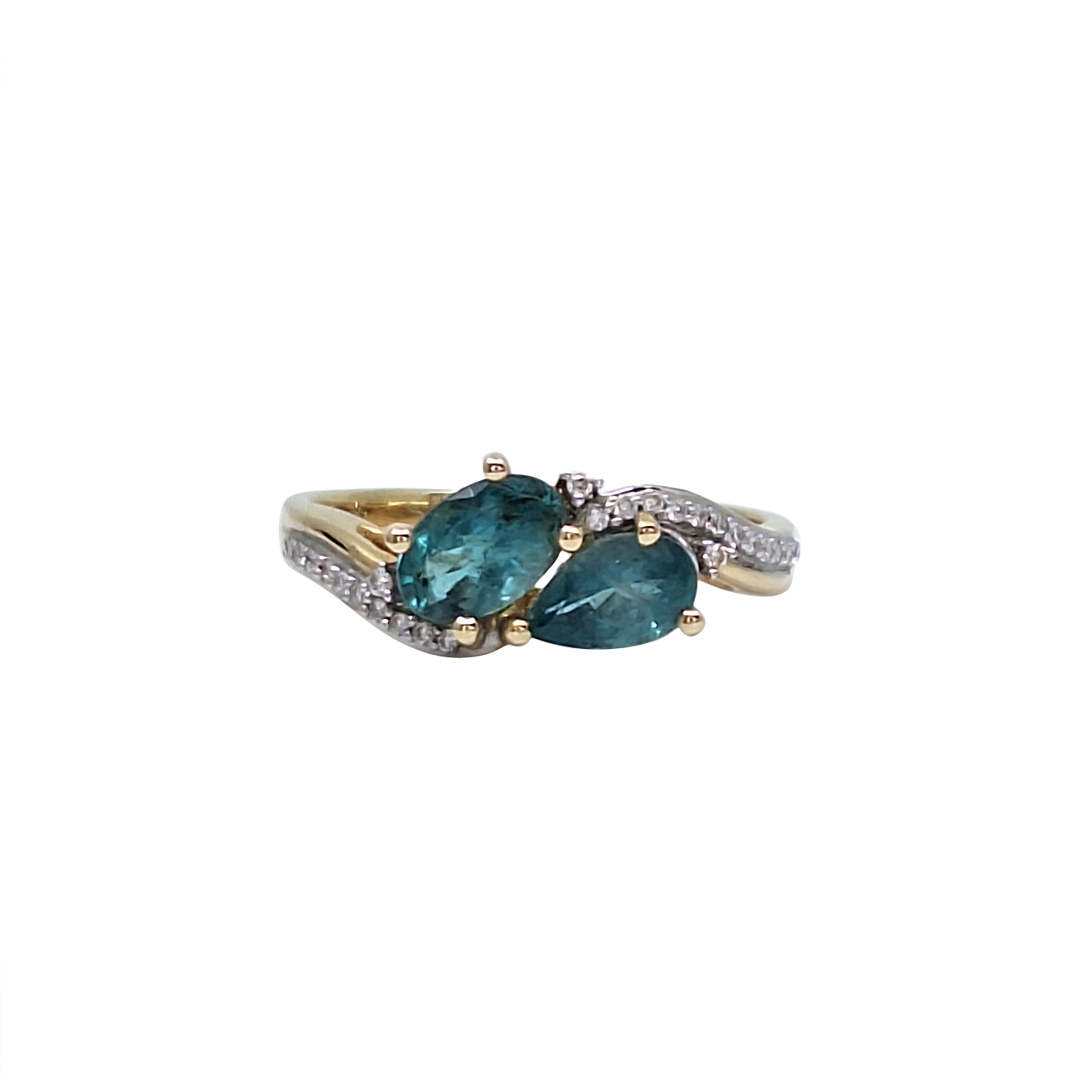 18ct Yellow Gold Grandidierite & Diamond Ring