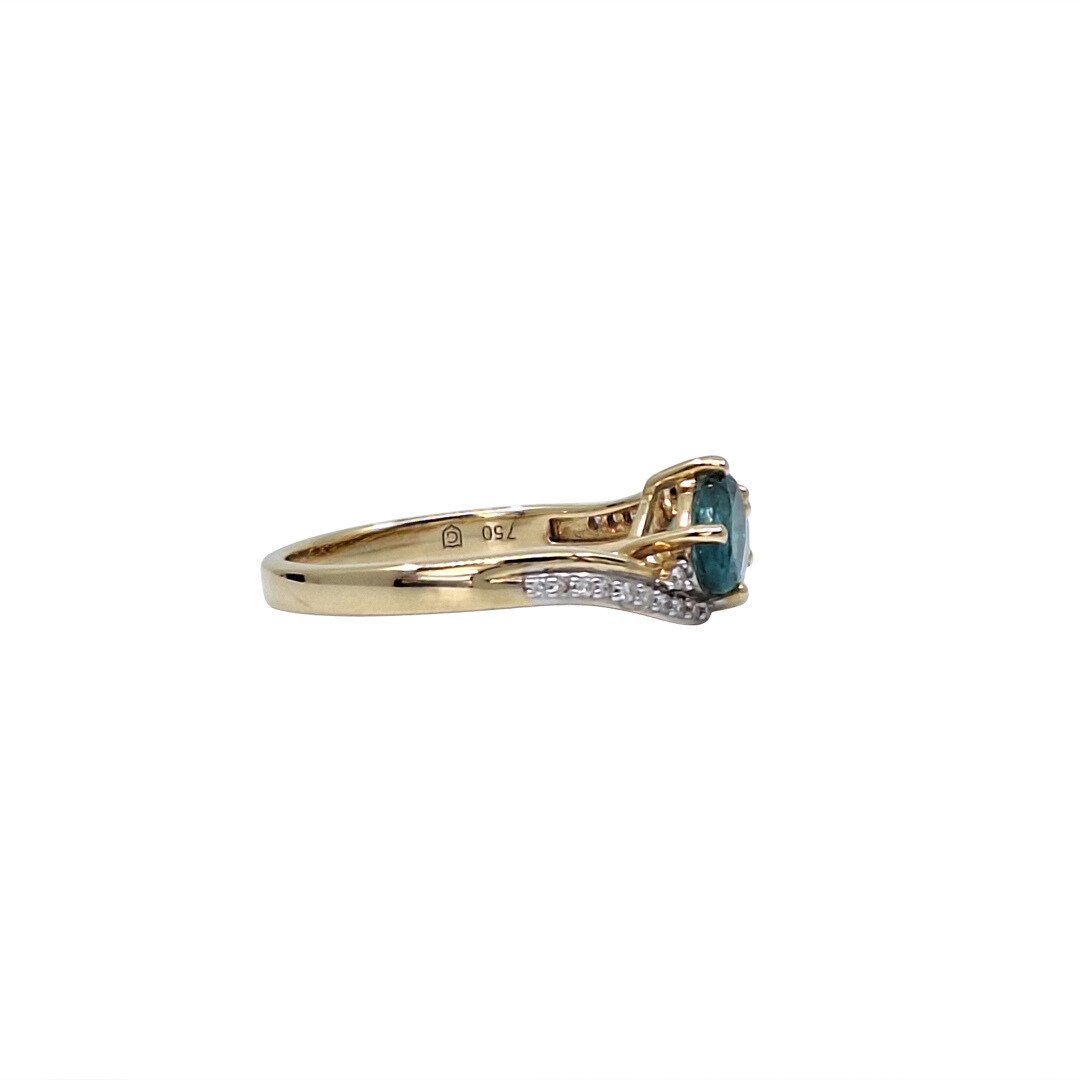 18ct Yellow Gold Grandidierite & Diamond Ring