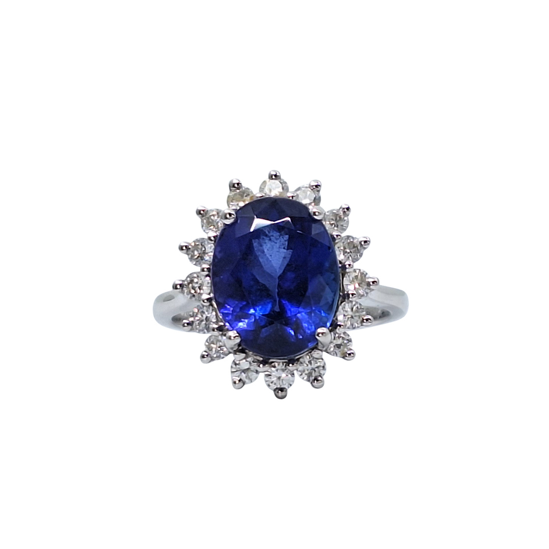 Platinum Tanzanite & Diamond Cluster Ring