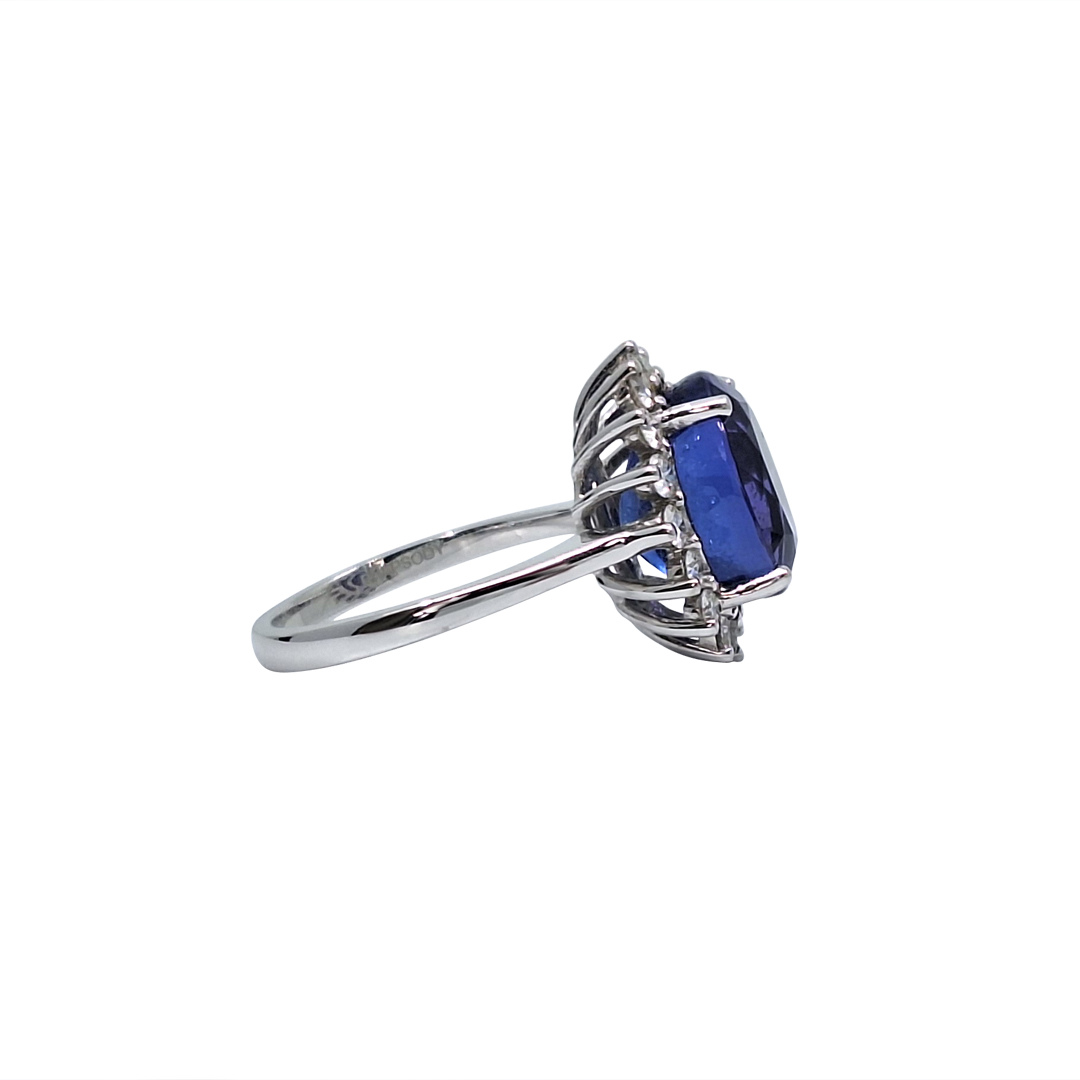 Platinum Tanzanite & Diamond Cluster Ring