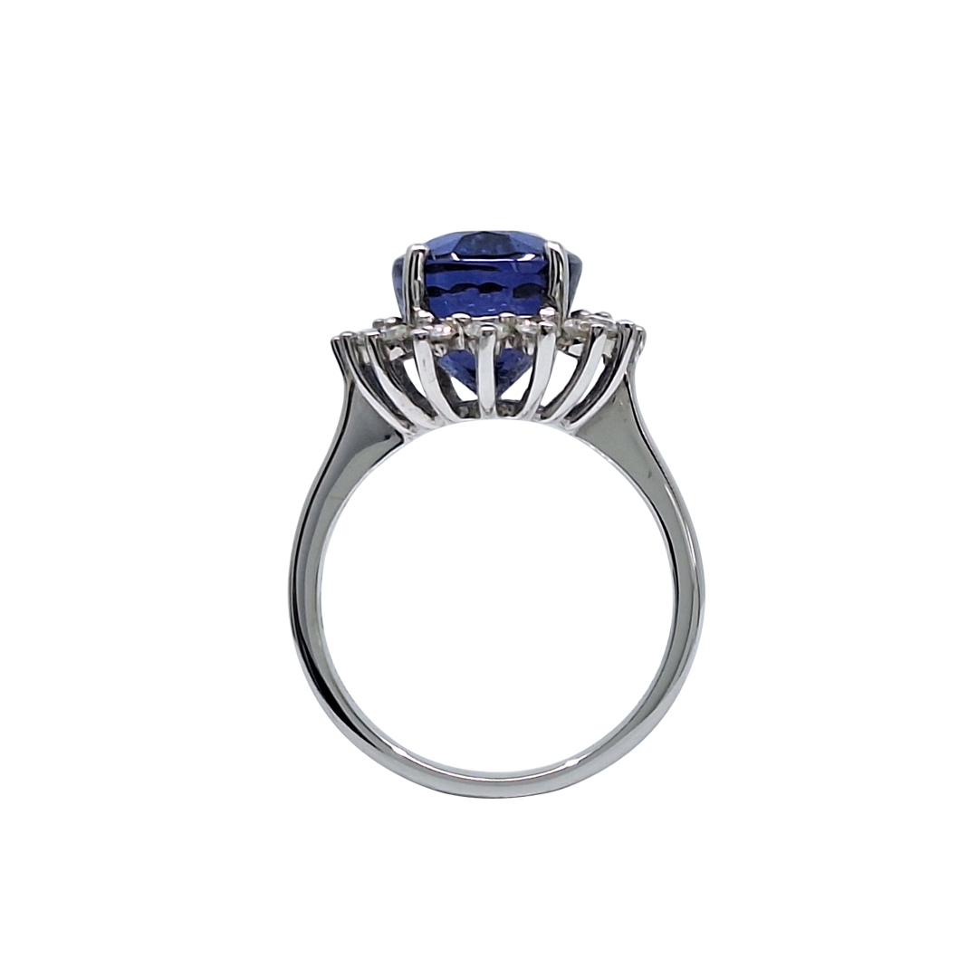 Platinum Tanzanite & Diamond Cluster Ring