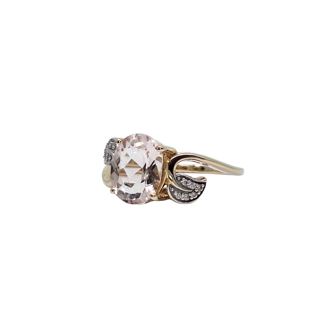 14ct Yellow Gold Kunzite & Diamond Ring