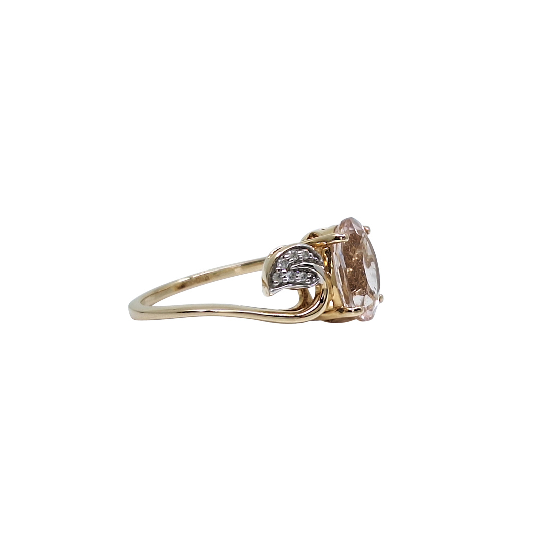 14ct Yellow Gold Kunzite & Diamond Ring