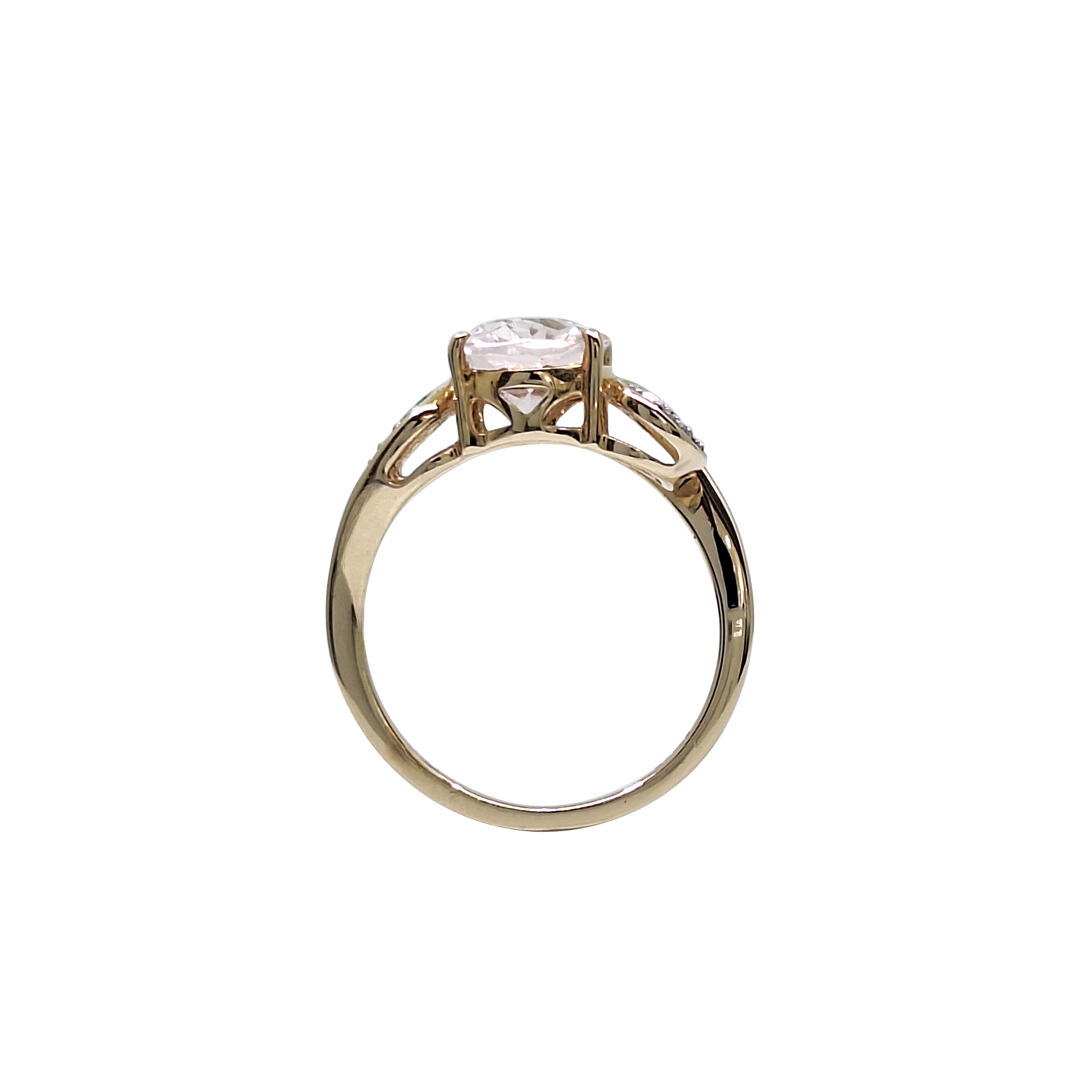 14ct Yellow Gold Kunzite & Diamond Ring