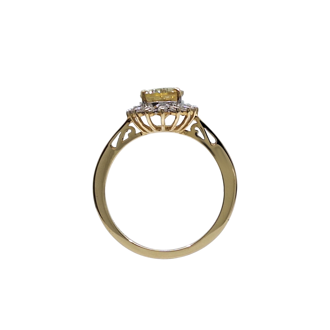 18ct Yellow Gold Sphene & Diamond Cluster Ring