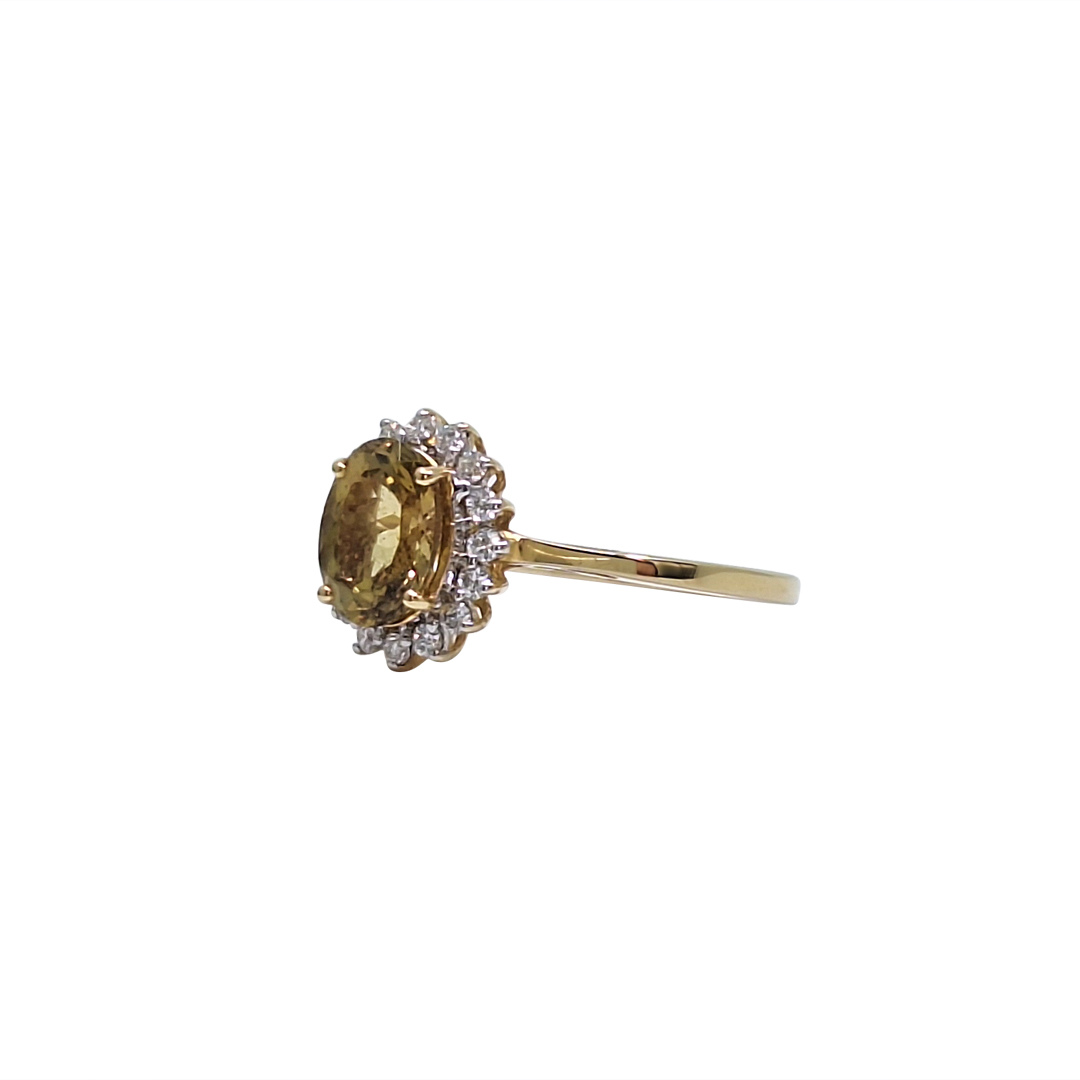 18ct Yellow Gold Sphene & Diamond Cluster Ring