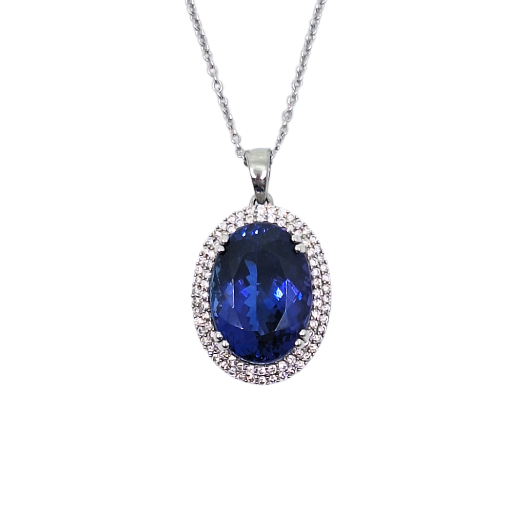 Platinum Tanzanite & Diamond Pendant