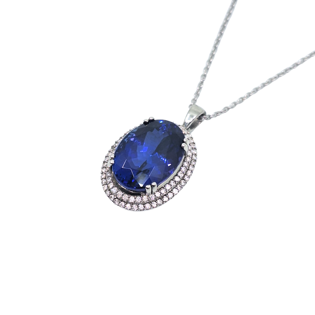 Platinum Tanzanite & Diamond Pendant