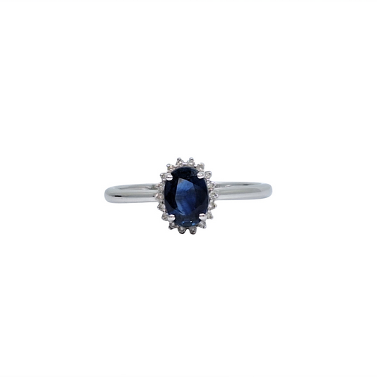 18ct White Gold Sapphire & Diamond Ring