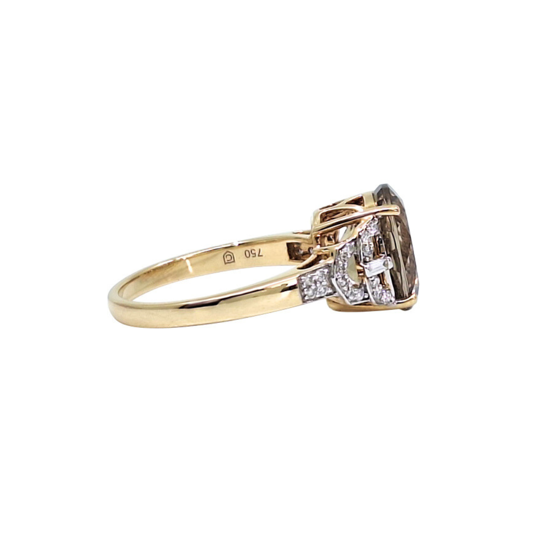 18ct Yellow Gold Csarite & Diamond Ring