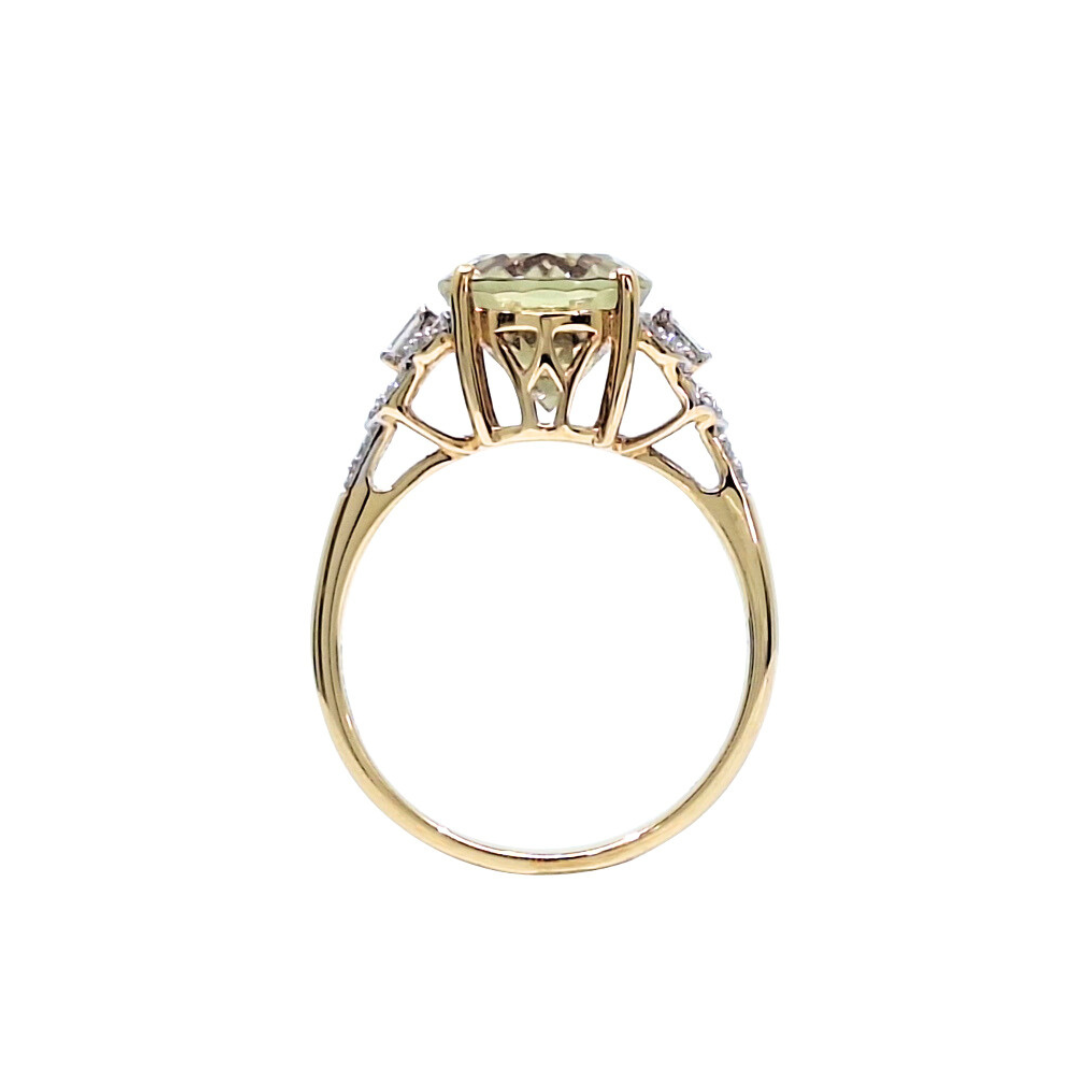 18ct Yellow Gold Csarite & Diamond Ring