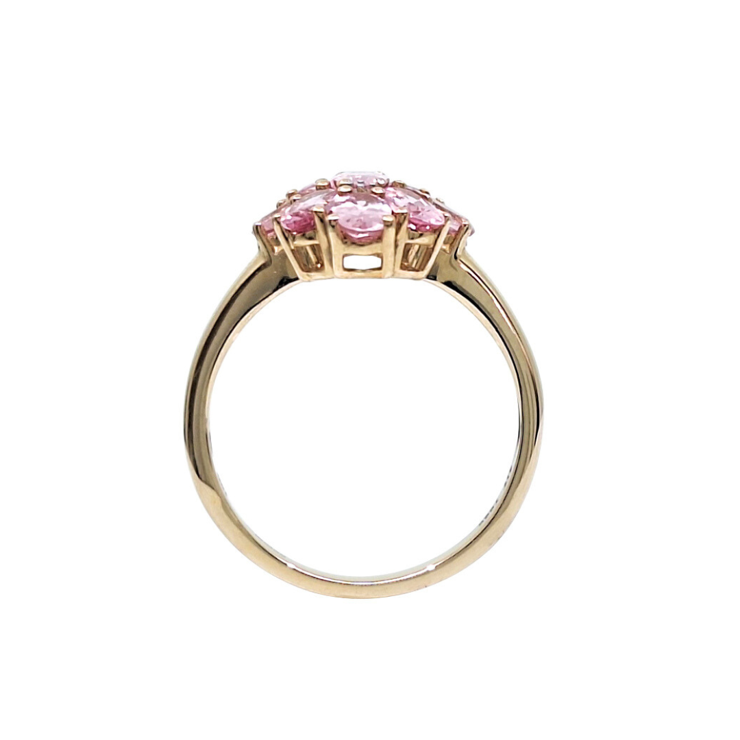 9ct Yellow Gold Pink Gemstone Cluster Ring