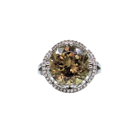 Platinum Csarite & Diamond Ring