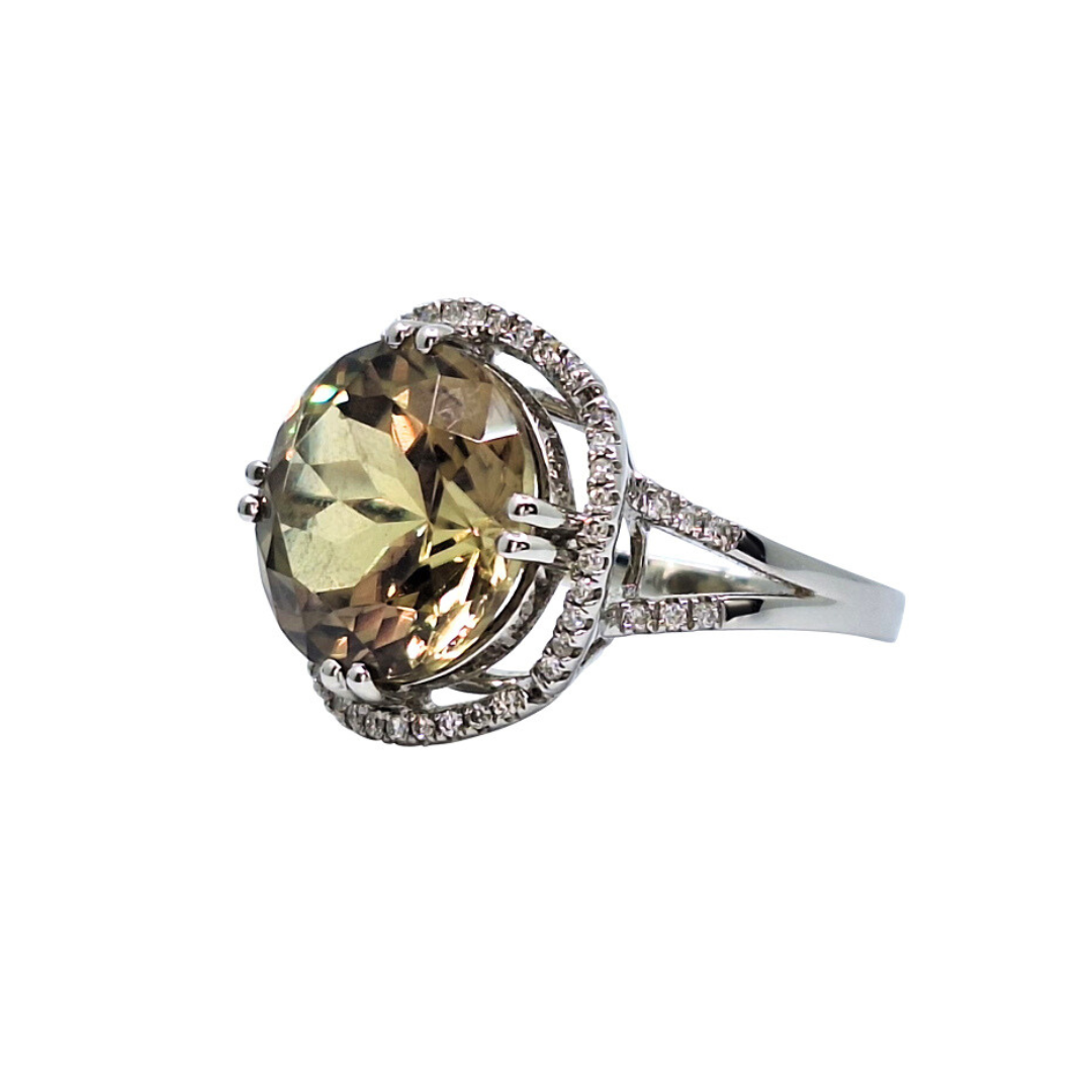 Platinum Csarite & Diamond Ring