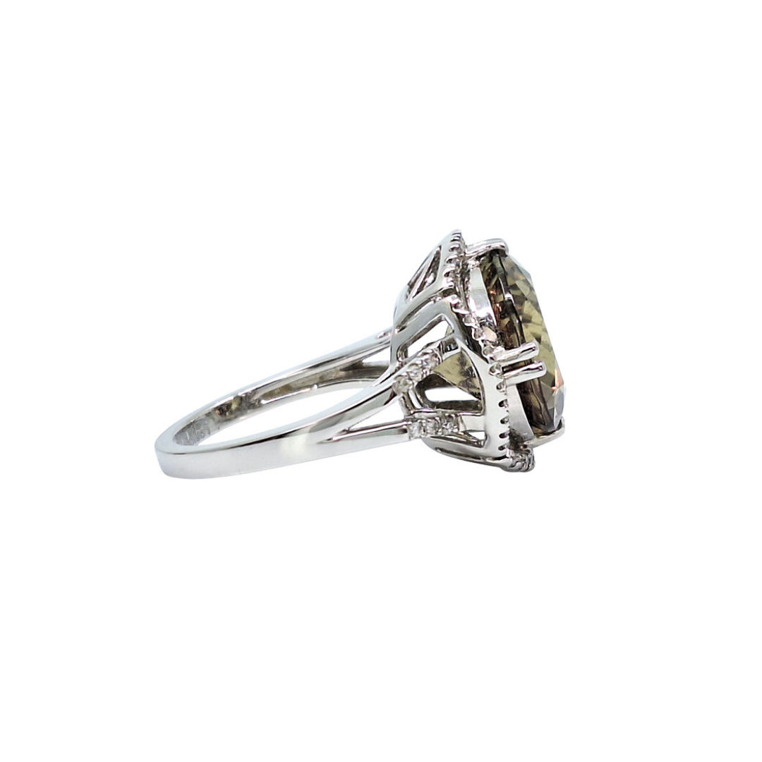 Platinum Csarite & Diamond Ring