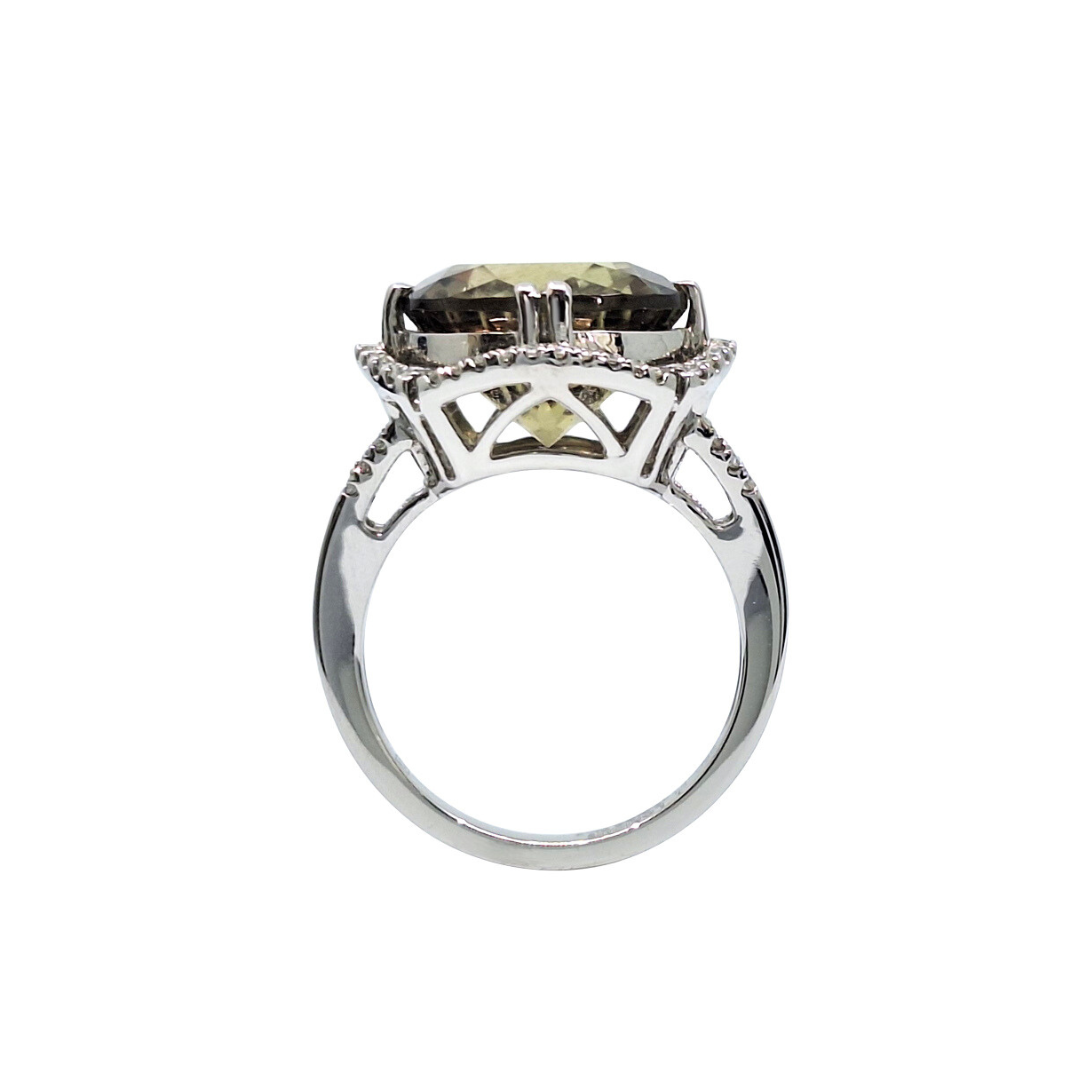 Platinum Csarite & Diamond Ring