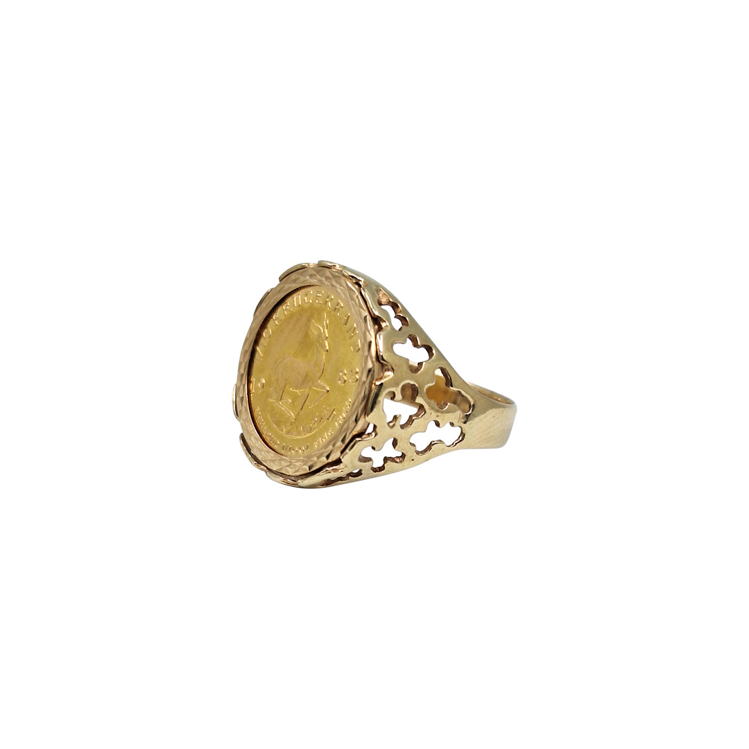 9ct Yellow Gold 1/10 Krugerrand Coin Ring