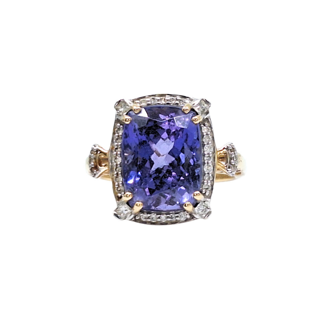 18ct Yellow Gold Tanzanite & Diamond Ring