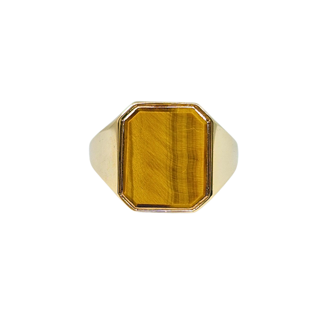 9ct Yellow Gold Tigers Eye Signet Ring