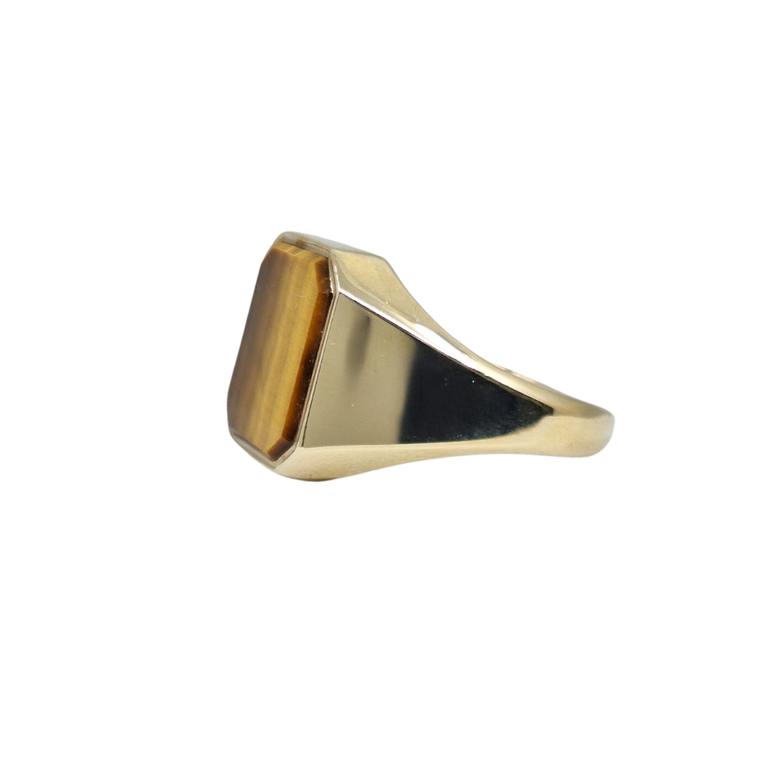 9ct Yellow Gold Tigers Eye Signet Ring