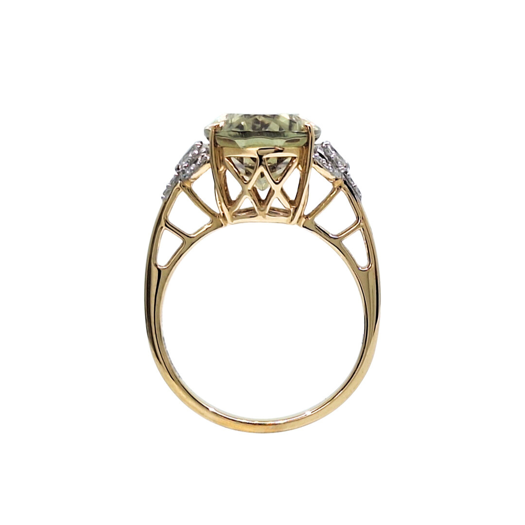 18ct Yellow Gold Csarite & Diamond Ring