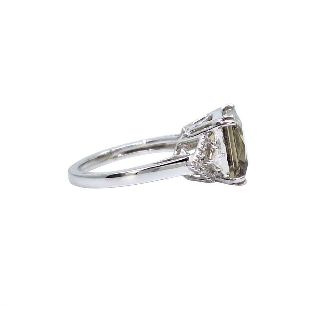 Platinum  Csarite & Diamond Ring