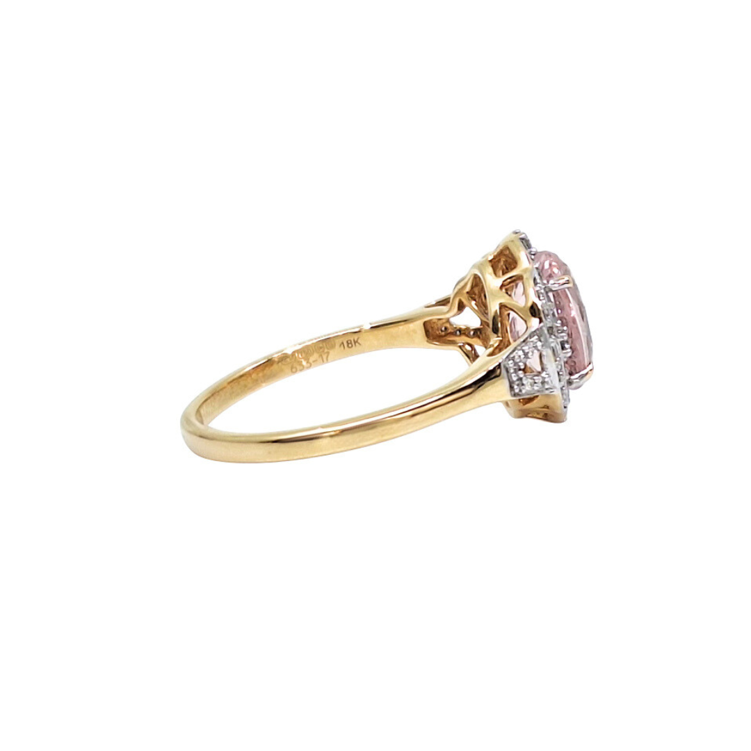 18ct Yellow Gold Morganite & Diamond Ring