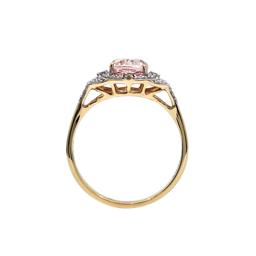 18ct Yellow Gold Morganite & Diamond Ring