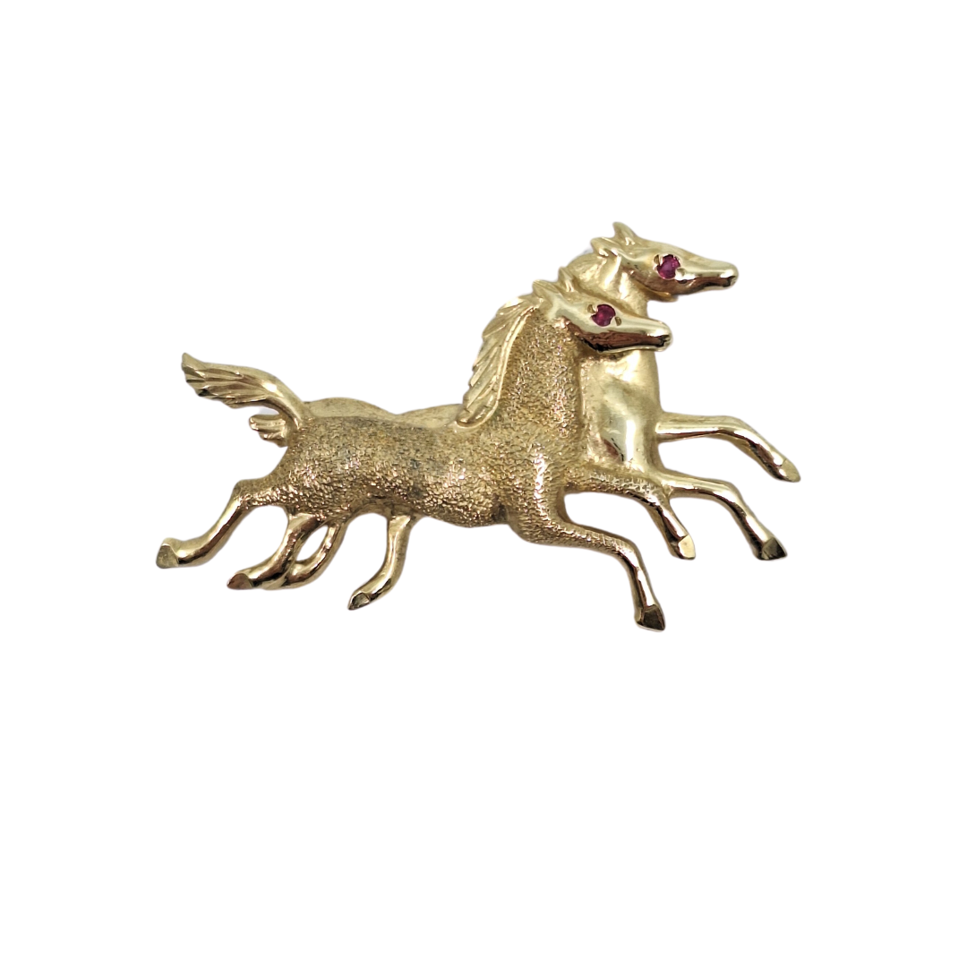 9ct Yellow Gold Horse Brooch