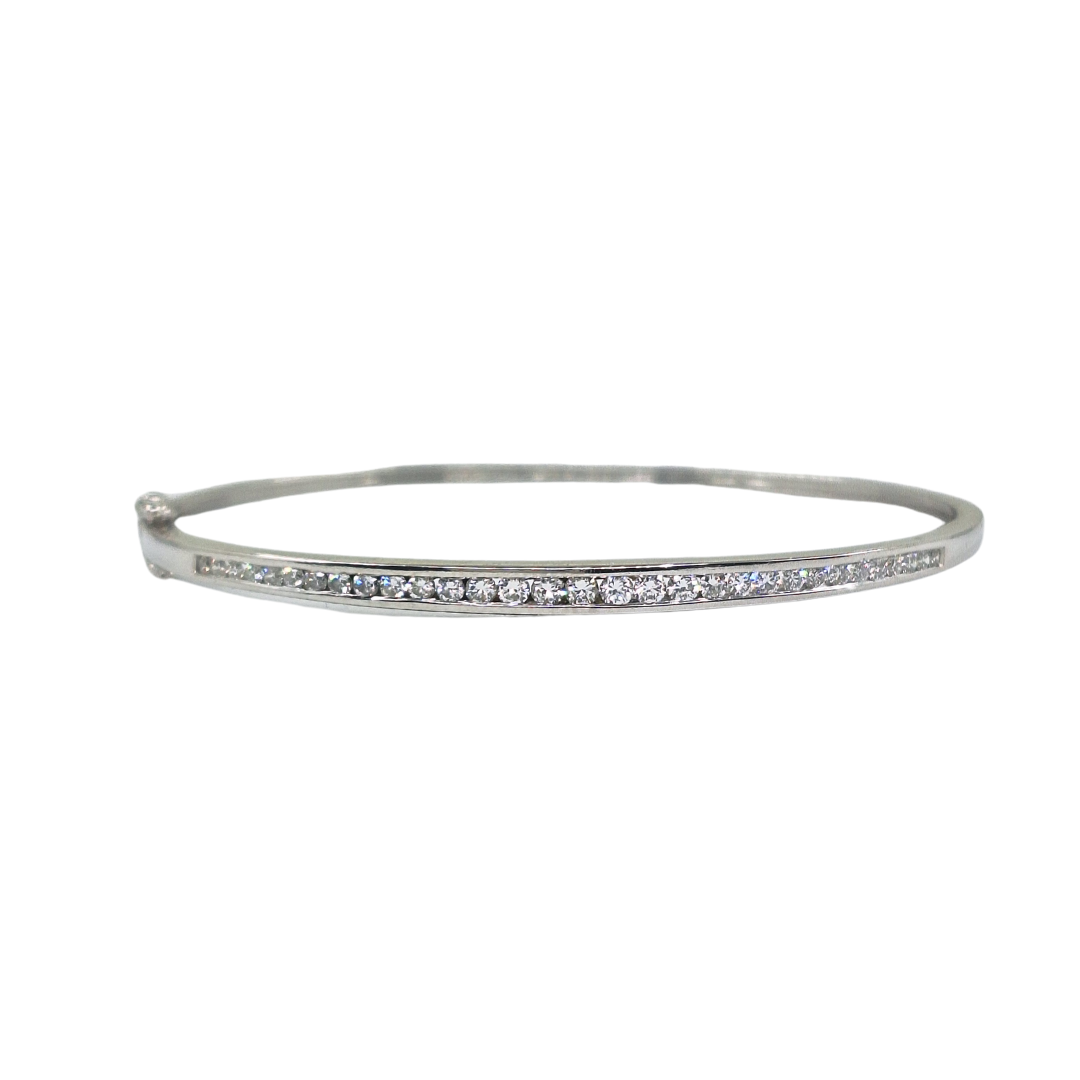 18ct White Gold Channel Set Diamond Bangle