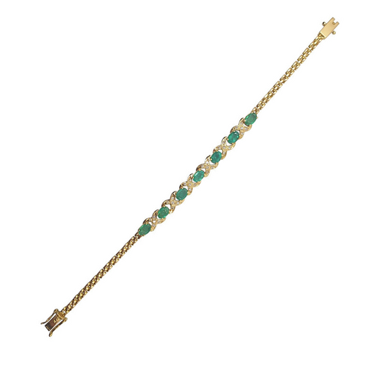 18ct Yellow Gold Emerald & Diamond Bracelet