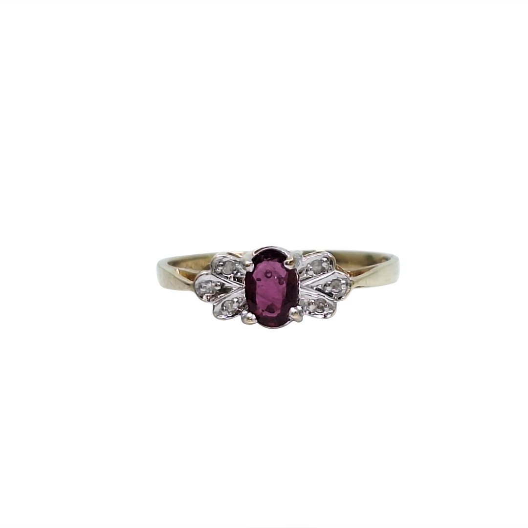 9ct Yellow Gold Ruby & Diamond Ring