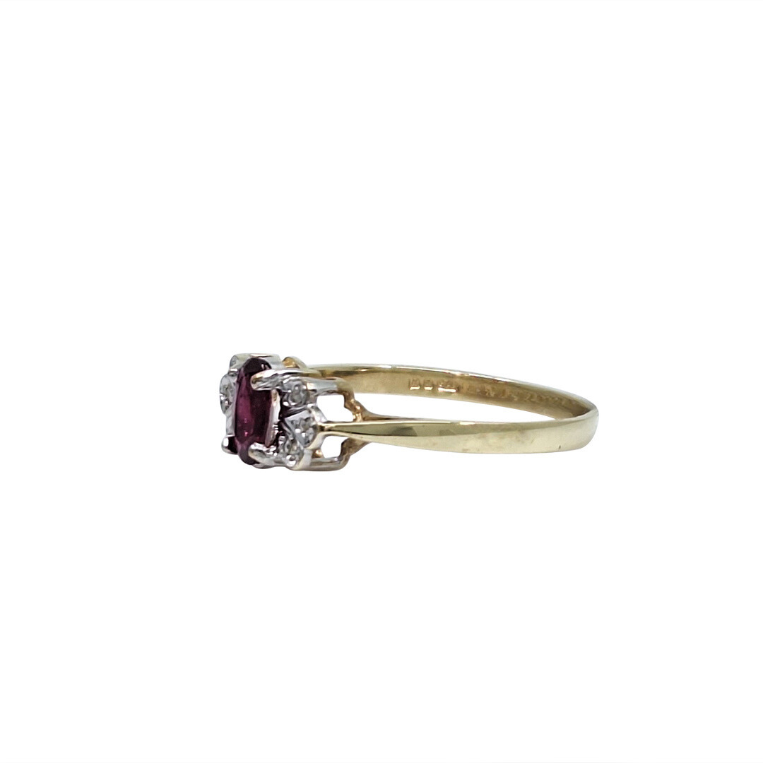 9ct Yellow Gold Ruby & Diamond Ring