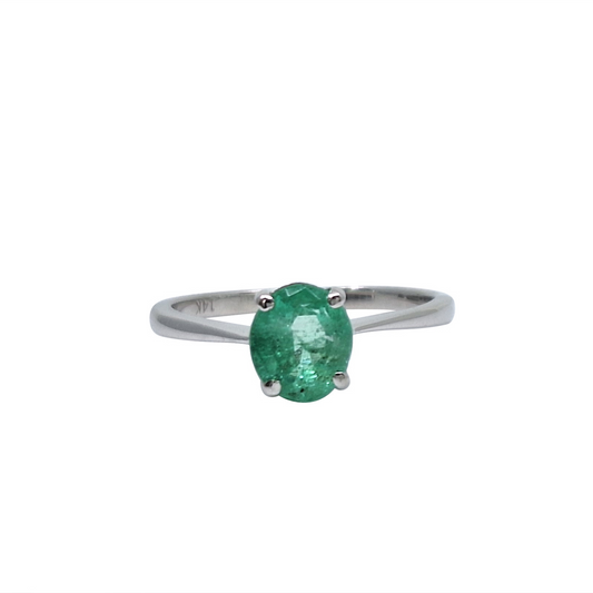 14ct White Gold Green Gemstone Ring