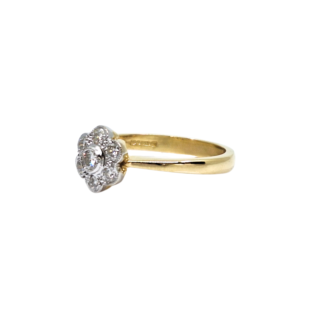 18ct Yellow Gold Diamond Cluster Ring