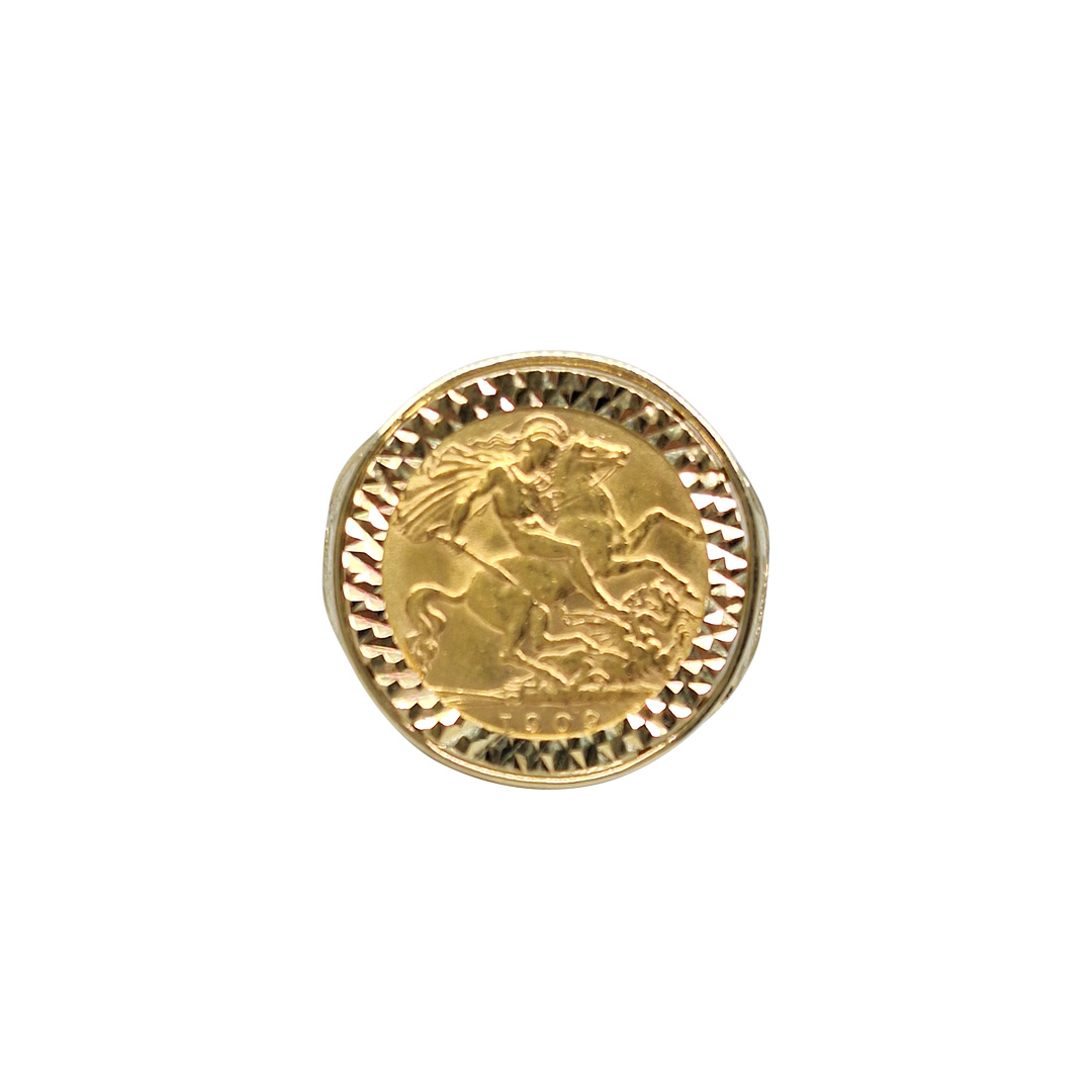 9ct Yellow Gold Half Sovereign Ring