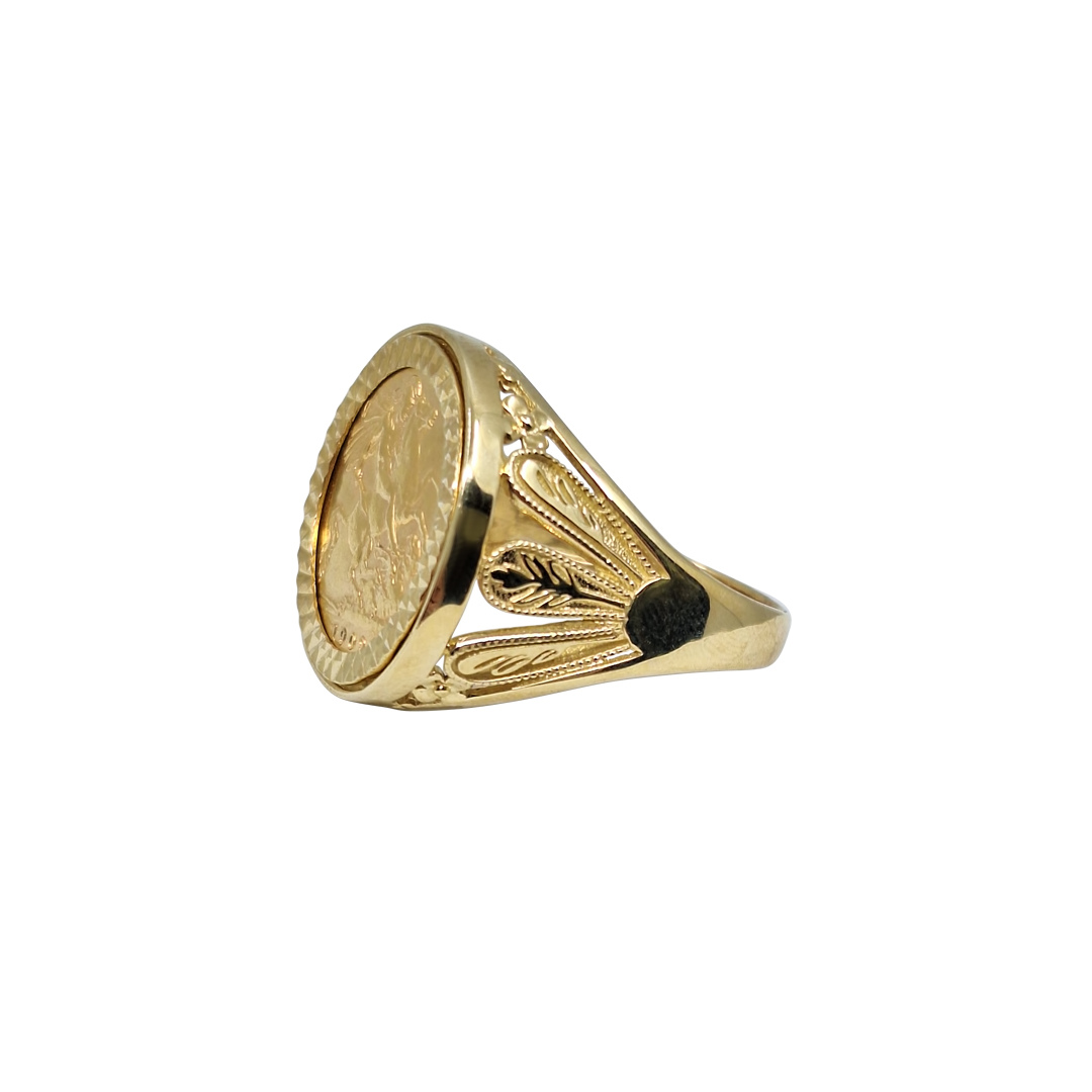 9ct Yellow Gold Half Sovereign Ring