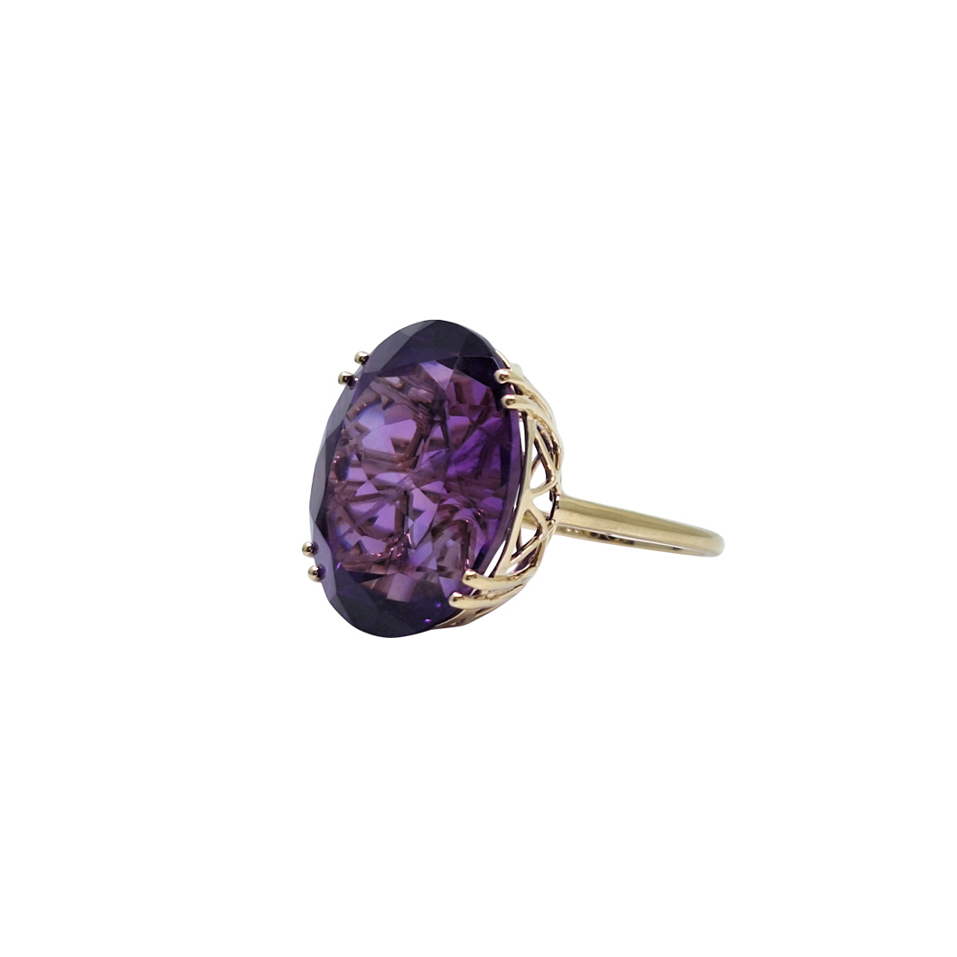 14ct Yellow Gold Amethyst Dress Ring