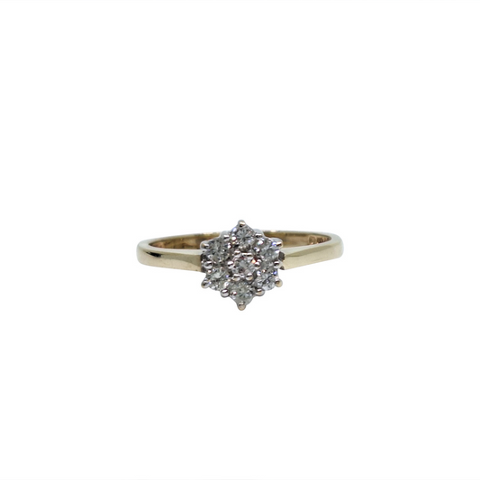 9ct Yellow Gold Diamond Cluster Ring