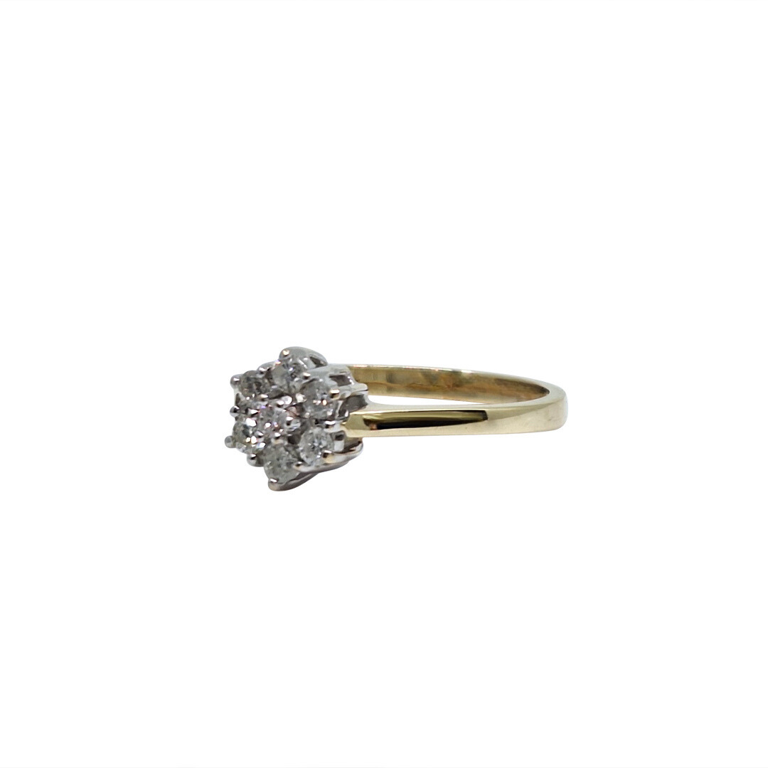 9ct Yellow Gold Diamond Cluster Ring