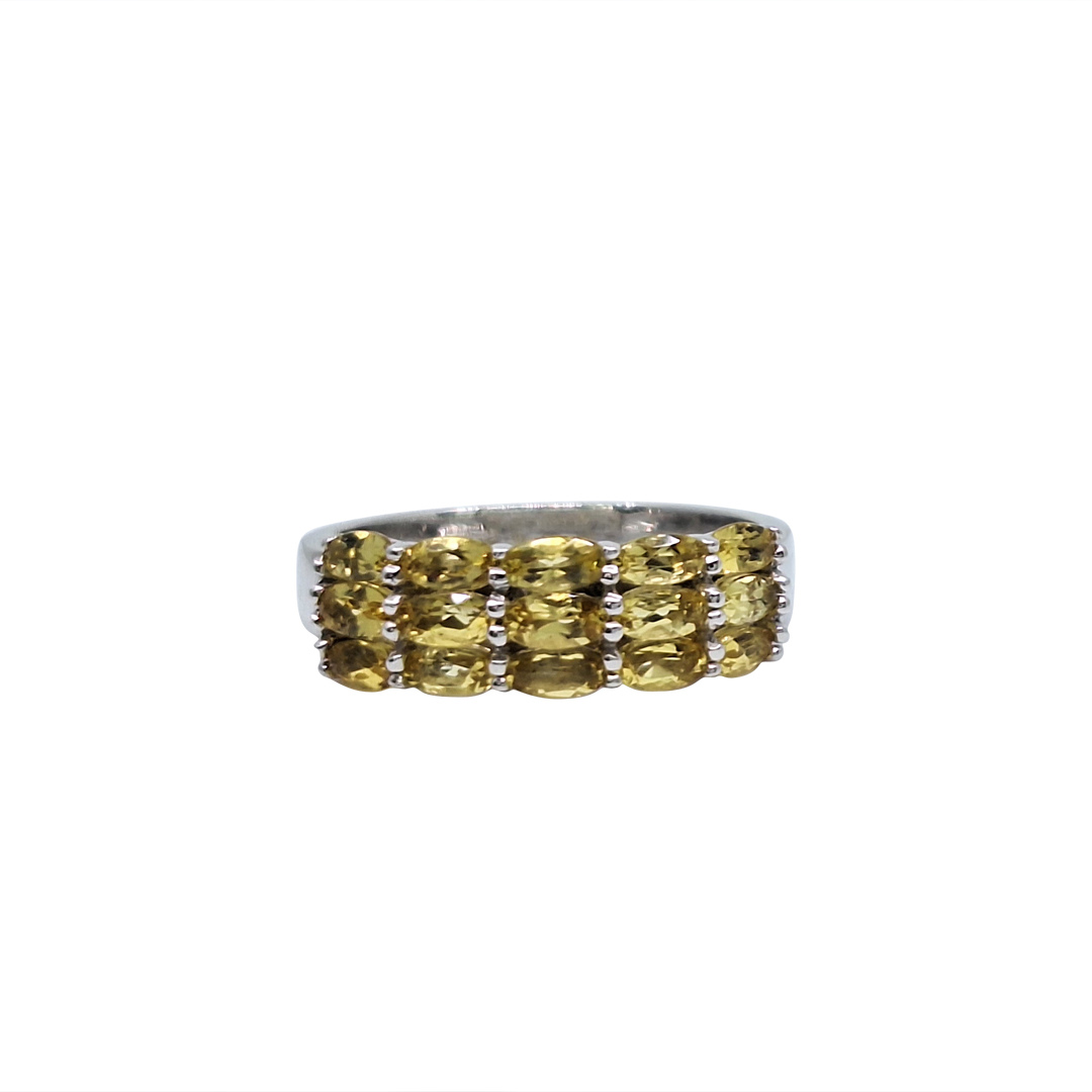 9ct White Gold Yellow Gemstone Ring