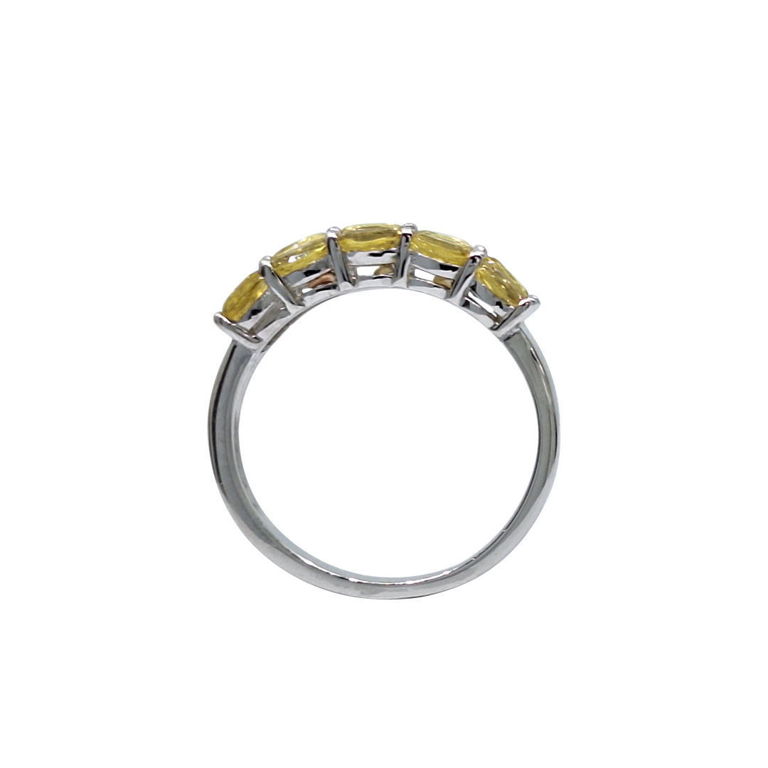 9ct White Gold Yellow Gemstone Ring