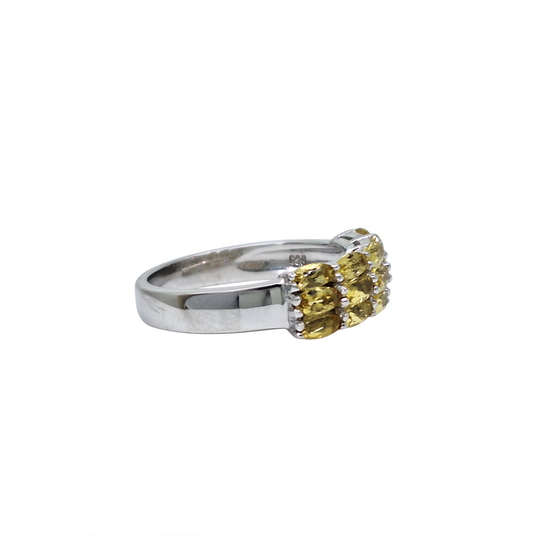 9ct White Gold Yellow Gemstone Ring